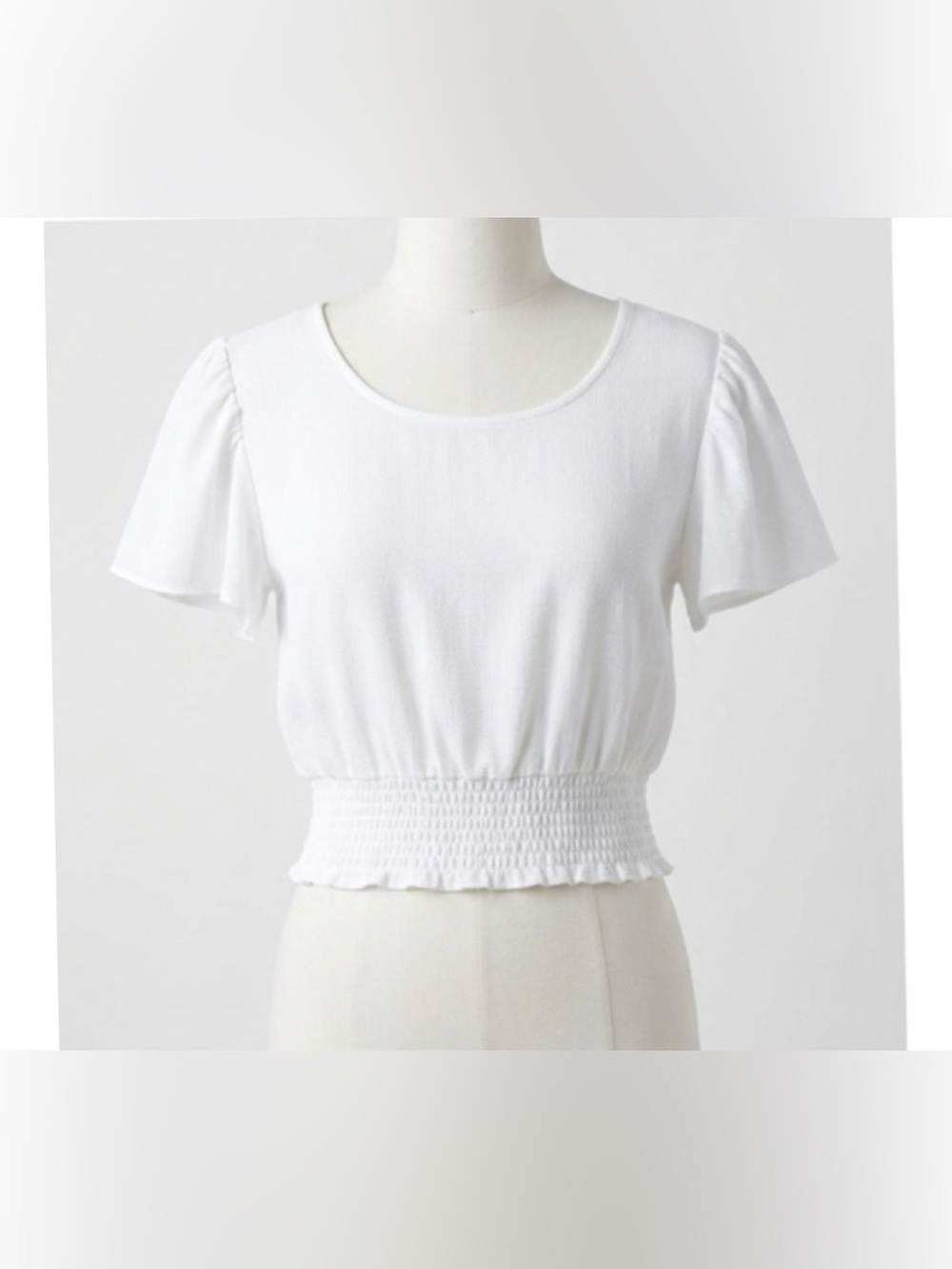 NEW Little Moon White Smocked Blouse Cropped Cottagecore Size Medium